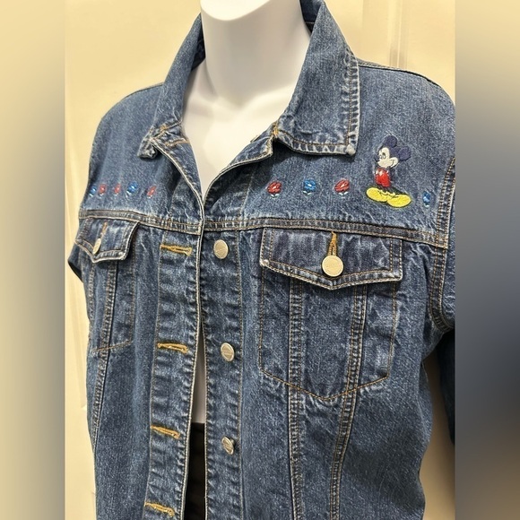 Mickey Unlimited Jackets & Blazers - Vintage 90's Mickey Unlimited Tag Mickey Mouse Flowers Jean Jacket, Disney